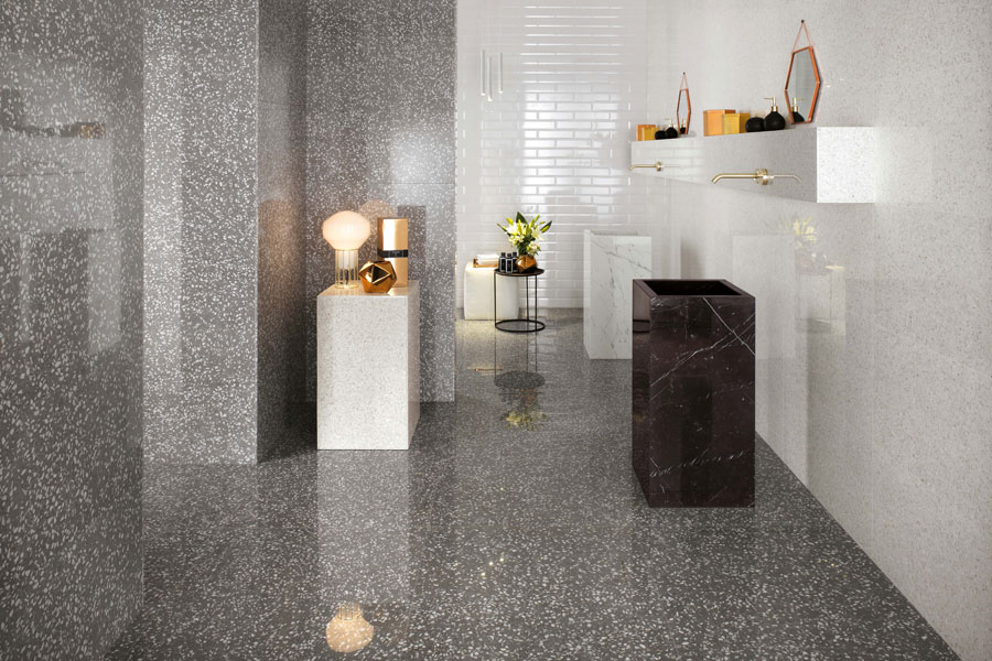 Terrazzo White Terrazzo Grey Genesee Ceramic Tile