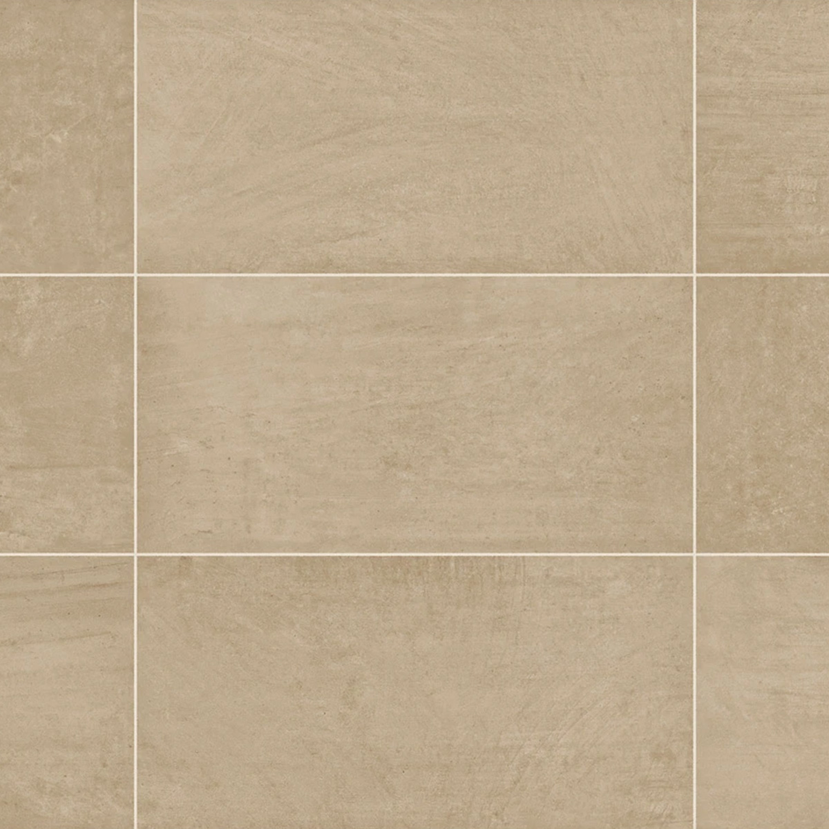 Boho - Earth beige ceramic tiles arranged in a grid pattern feature a subtle texture with thin, light-colored grout lines between each tile.
