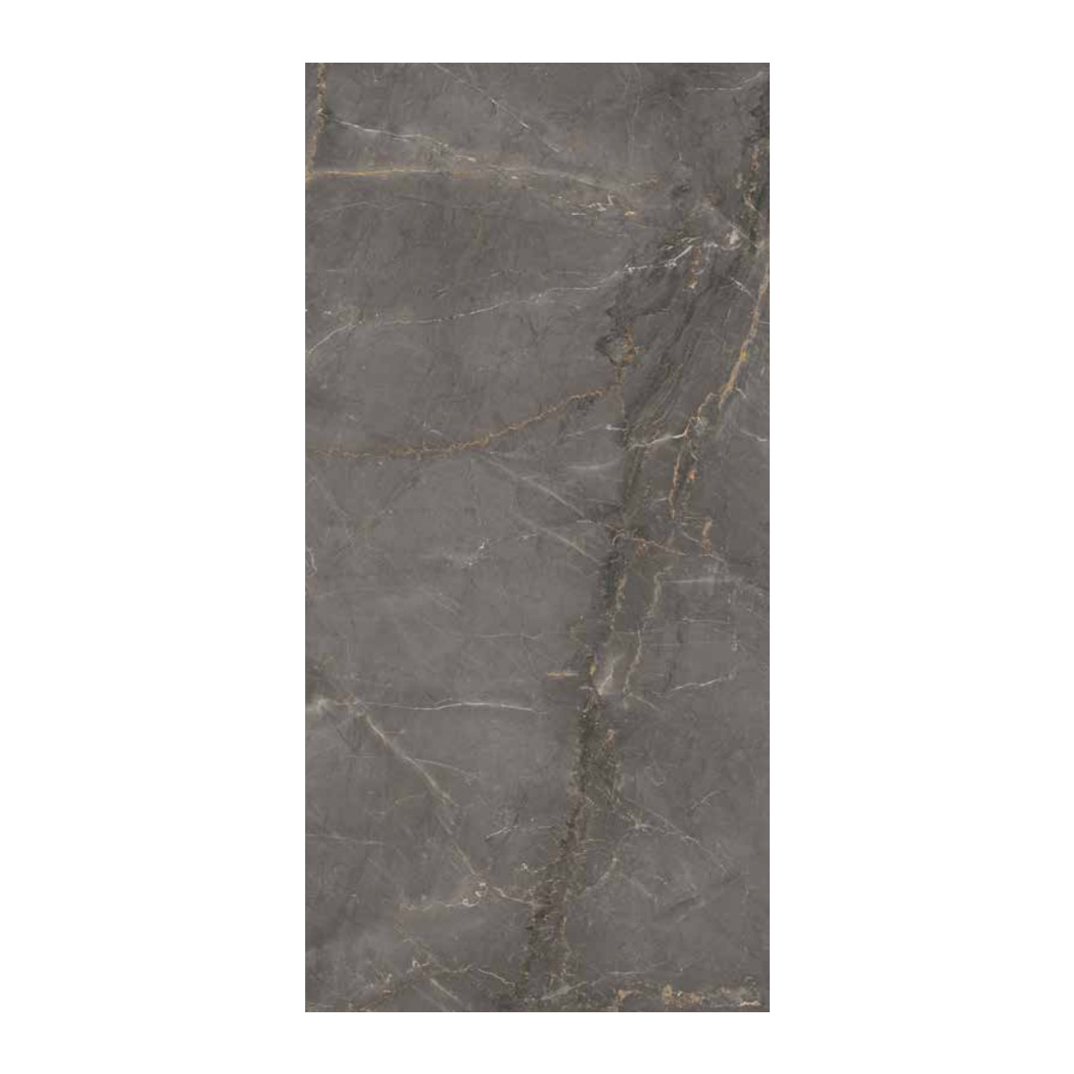 Charme - Black is a rectangular slab of dark gray marble featuring subtle white veins and a few thin brownish streaks running diagonally across its polished, smooth surface.