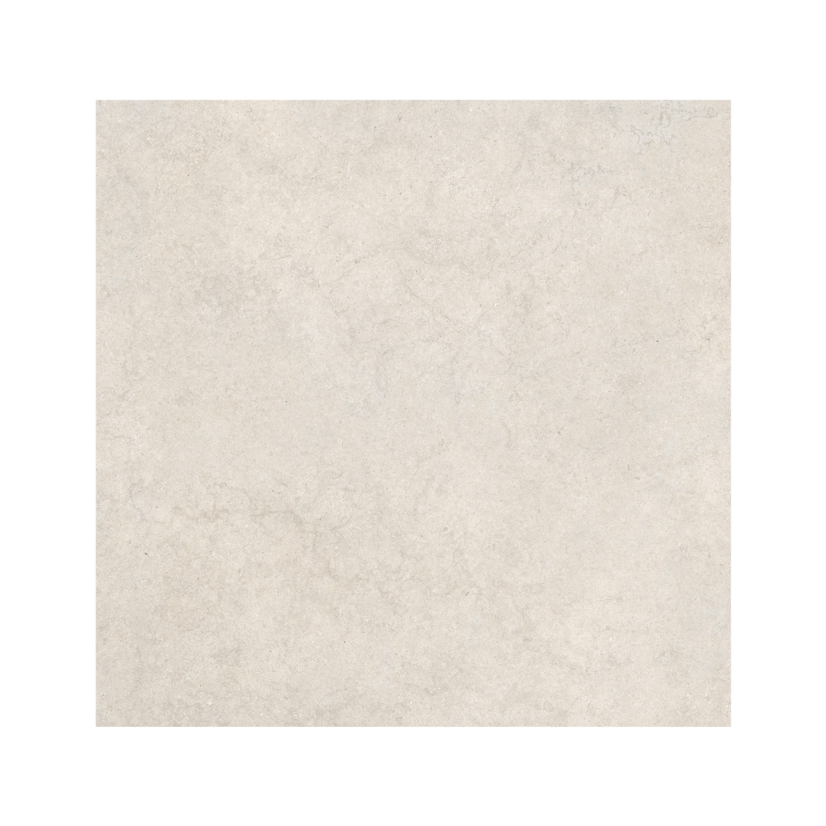 A square, light grey tile named Lutezia - Grey, featuring a subtle marble-like texture with faint veining, displayed against a plain white background.