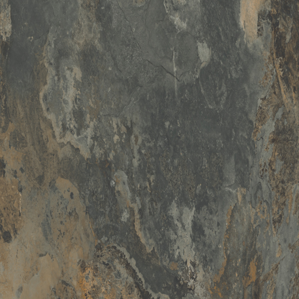 Yukatan Polished – Multicolor features a polished surface with striking patches of dark gray, black, and brown. The stone’s natural patterns and earthy tones create an organic look with subtle texture and depth.
