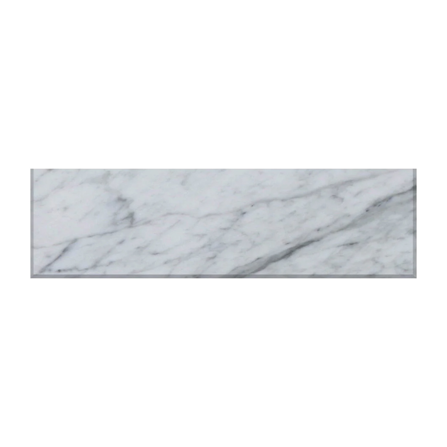 Bench - Colorado Calacatta rectangular white marble tile featuring light gray veining, set against a white background.