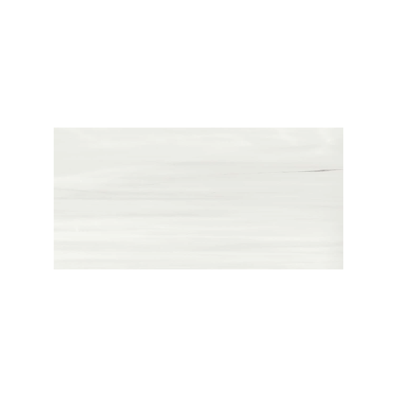 Beyond Dolomite – Cool White is a rectangular tile featuring a smooth, light gray and white marble-inspired pattern. Set against a plain white background, its subtle, flowing design is elegantly emphasized.