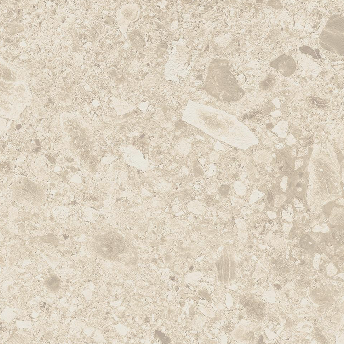 A close-up of the Boost Mix - Ivory surface reveals a beige stone appearance with a rough texture and natural patterns, featuring small rocks and speckles in varying shades of cream and tan.
