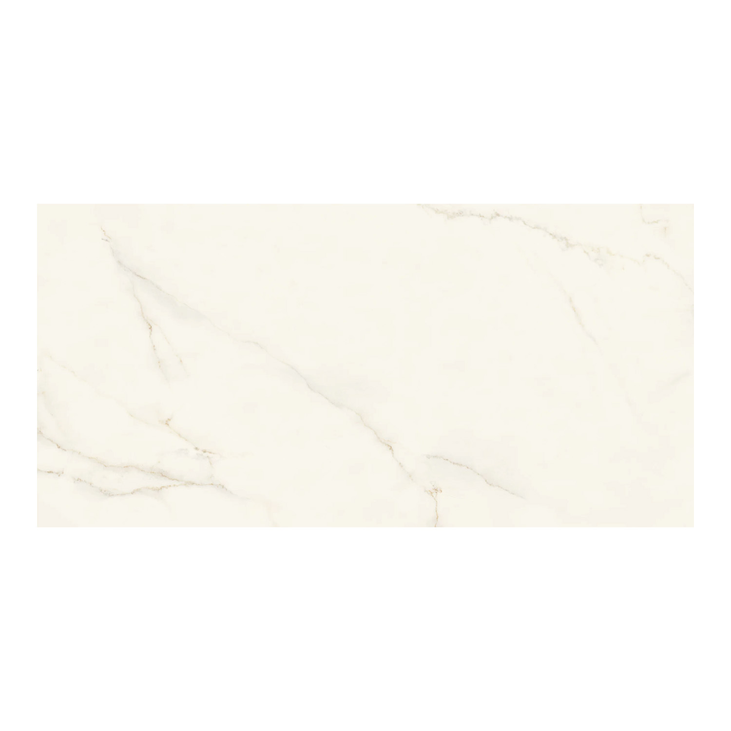 Calacatta Apuano is a rectangular white marble tile featuring subtle light gray and beige veining that runs diagonally across its surface, creating a natural and elegant look against a plain white background.