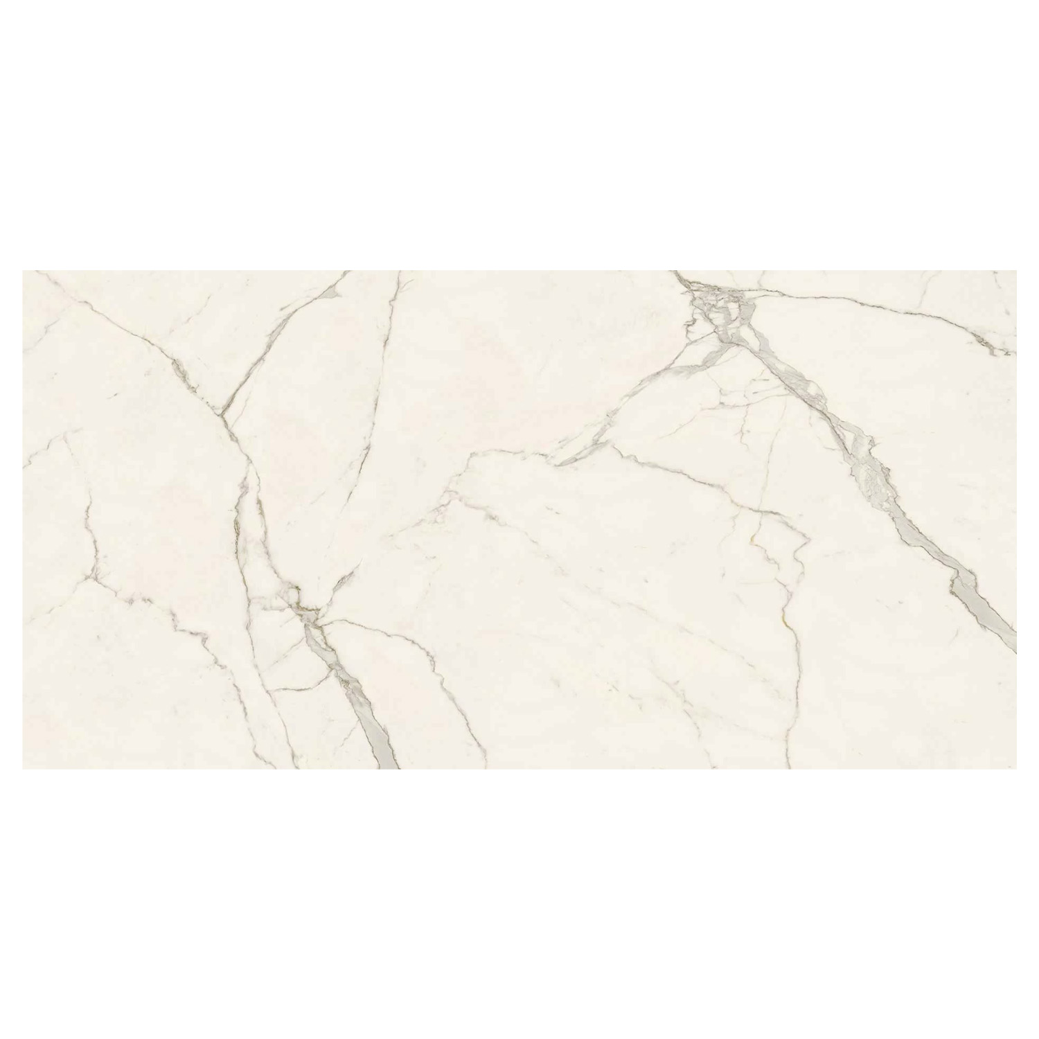 Calacatta Extra A tile features a white marble surface with light gray and beige veining in a natural, irregular pattern, offering a smooth and elegant stone appearance.