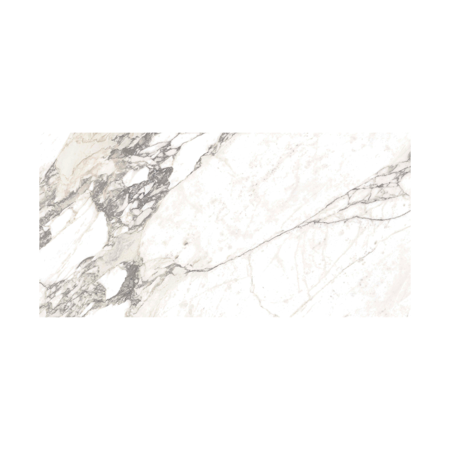 Carrara Select - Arabescato features a pristine white marble surface accented by distinctive gray and black veining patterns running diagonally, evoking an elegant and authentic natural stone texture. The clean background enhances and highlights the sophisticated marble design.