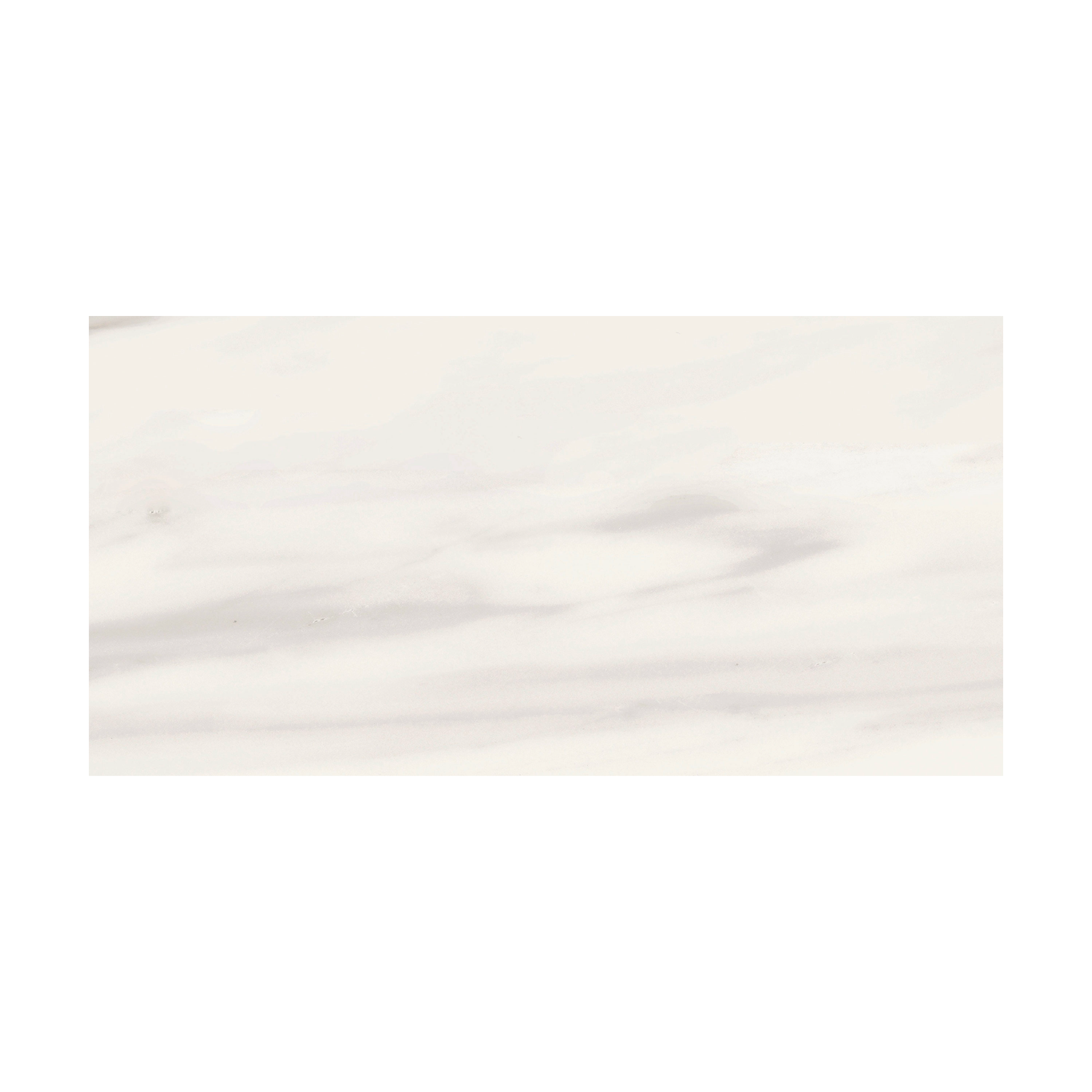 Carrara Select - Carrara Venato is a rectangular tile with a smooth, white surface highlighted by subtle light gray veining patterns that resemble natural marble. The background is plain white.
