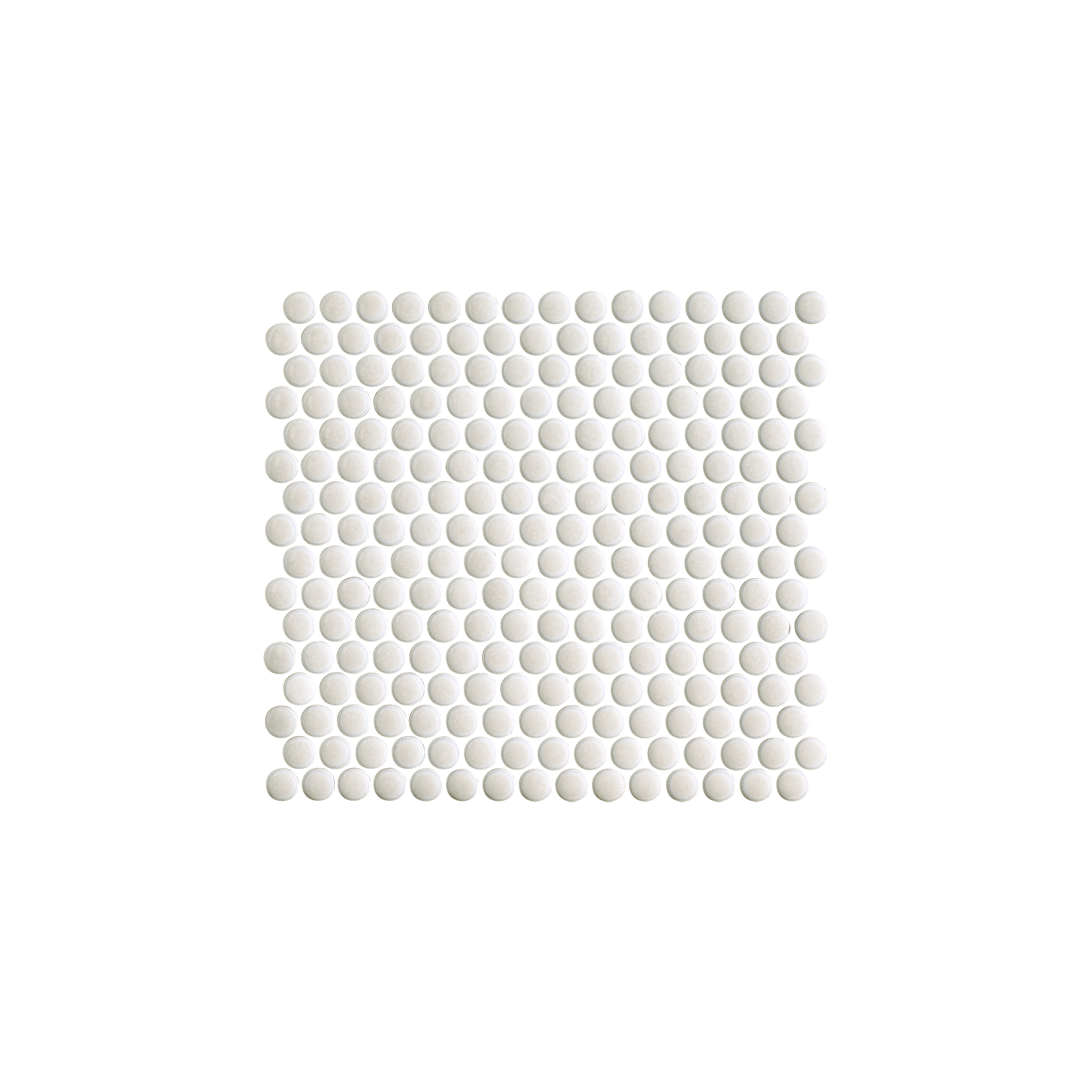 A square grid of Chameleon - Opal tiles, displaying small, white, circular pieces evenly arranged against a plain white background.