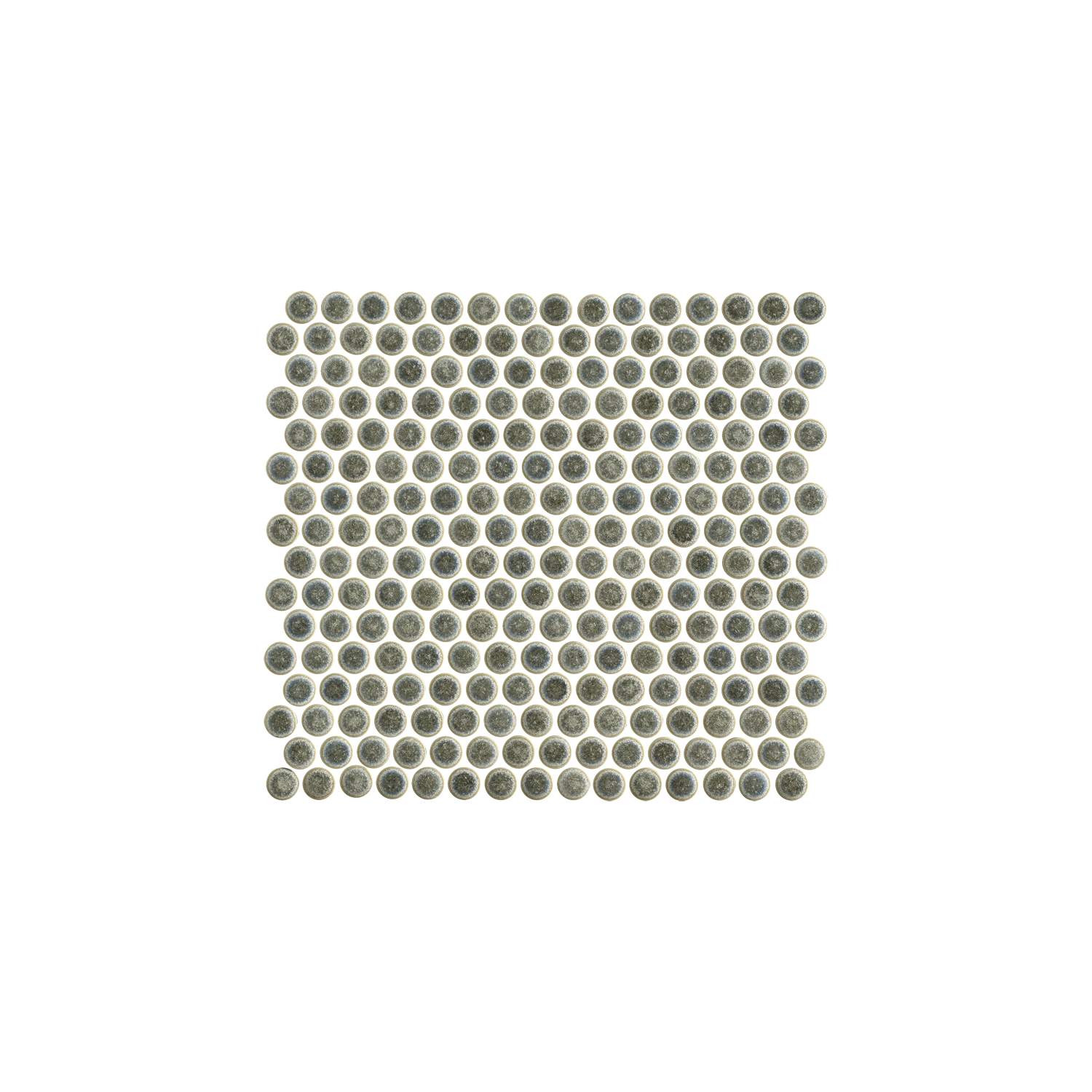 A square grid of evenly spaced, circular, coin-like Chameleon - Sage Green objects arranged on a white background.