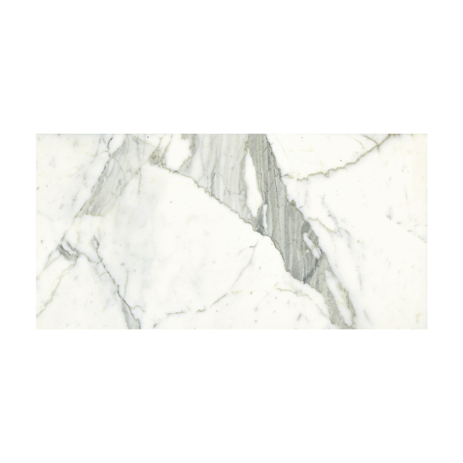 Rectangular piece of Classic - Statuarietto white marble featuring elegant gray veining patterns, displayed against a plain white background.