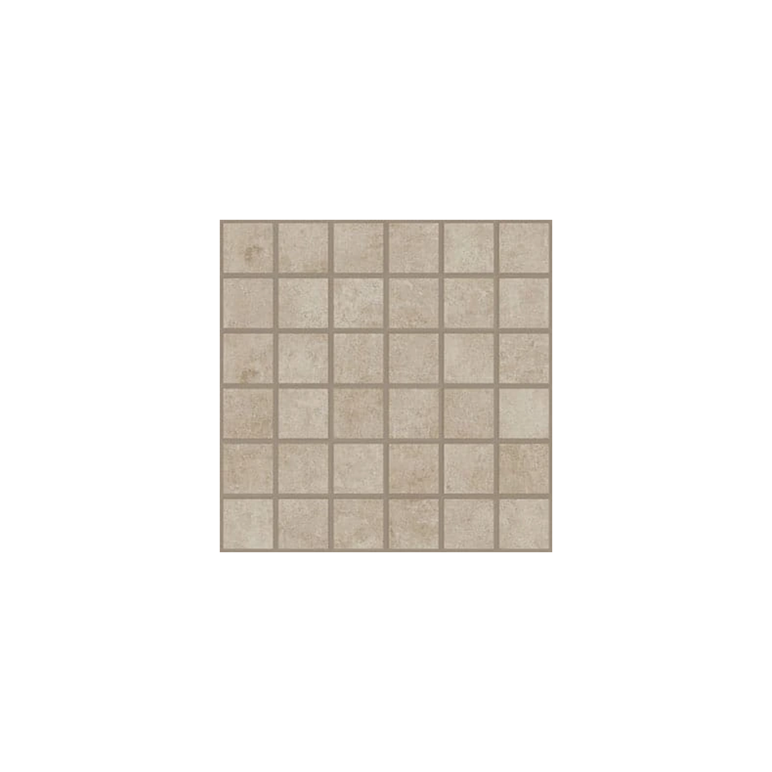 A sheet of Cove - Coast features small, beige ceramic tiles arranged in a 6x6 grid, each with a subtly varied, textured surface and separated by thin grout lines.