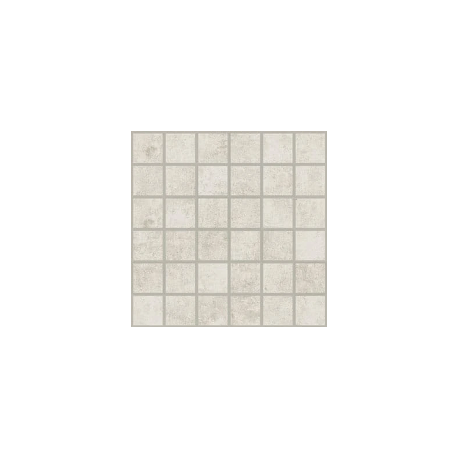 A square tile named Cove - Linen, featuring a textured light gray finish with a grid of smaller squares in an 8x8 pattern, displayed on a white background.