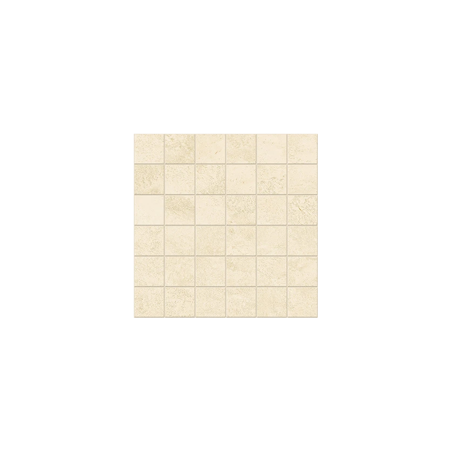 A square grid of Cove Terra - Sand tiles, featuring beige tones with subtle variations in texture and shading, arranged in an 8 by 8 pattern against a white background.