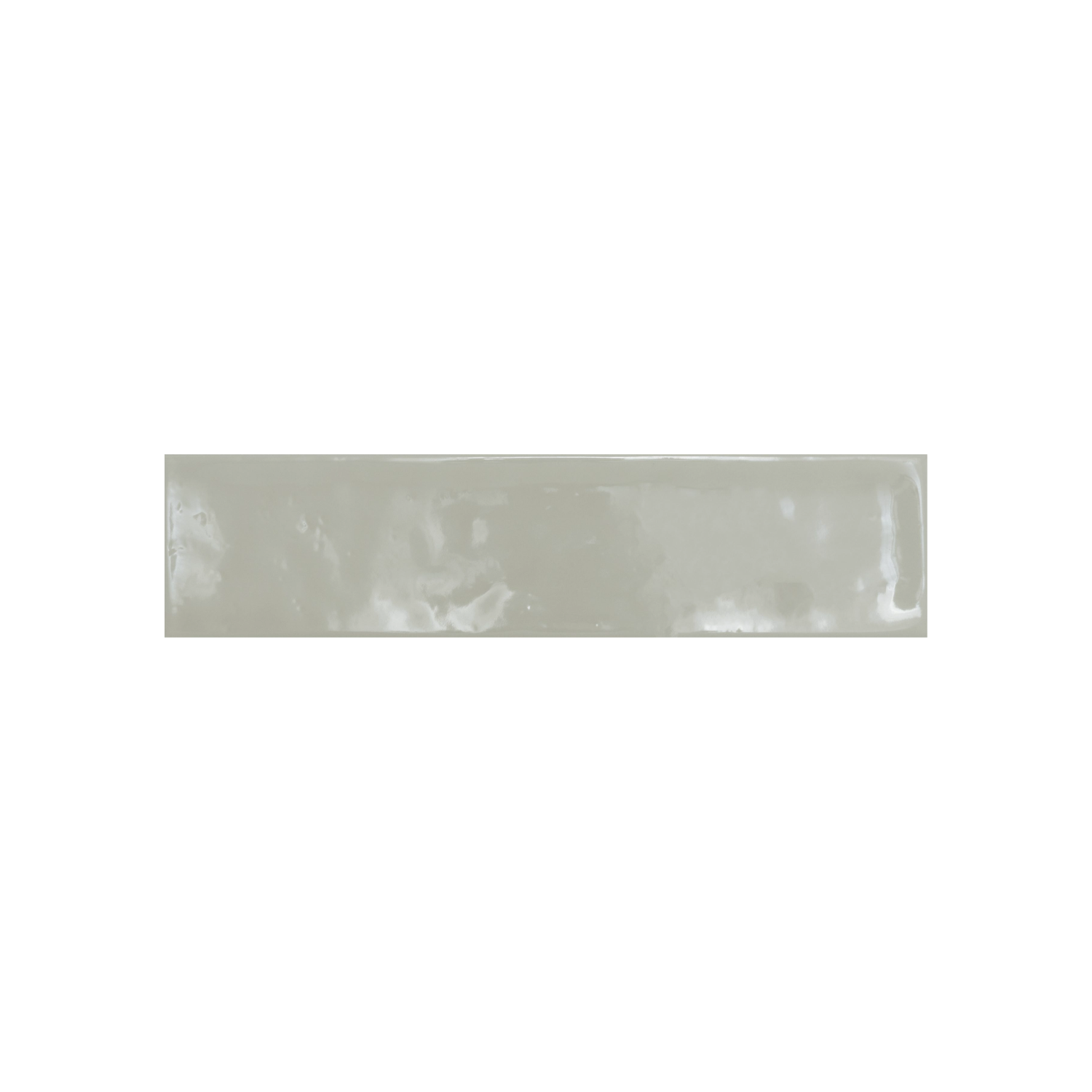A single rectangular Cromia26 – Verde 2 glossy light gray ceramic tile with smooth edges, displayed on a white background.