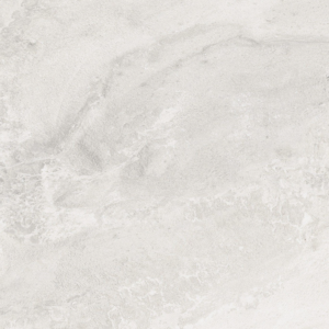 The modern bathroom features neutral-toned, minimalist decor with Ecocrete - Melted Ice surfaces, a dual sink, large mirror, and a towel on the counter. A glass vase with curly bamboo sits on the floor near a large window overlooking the city.