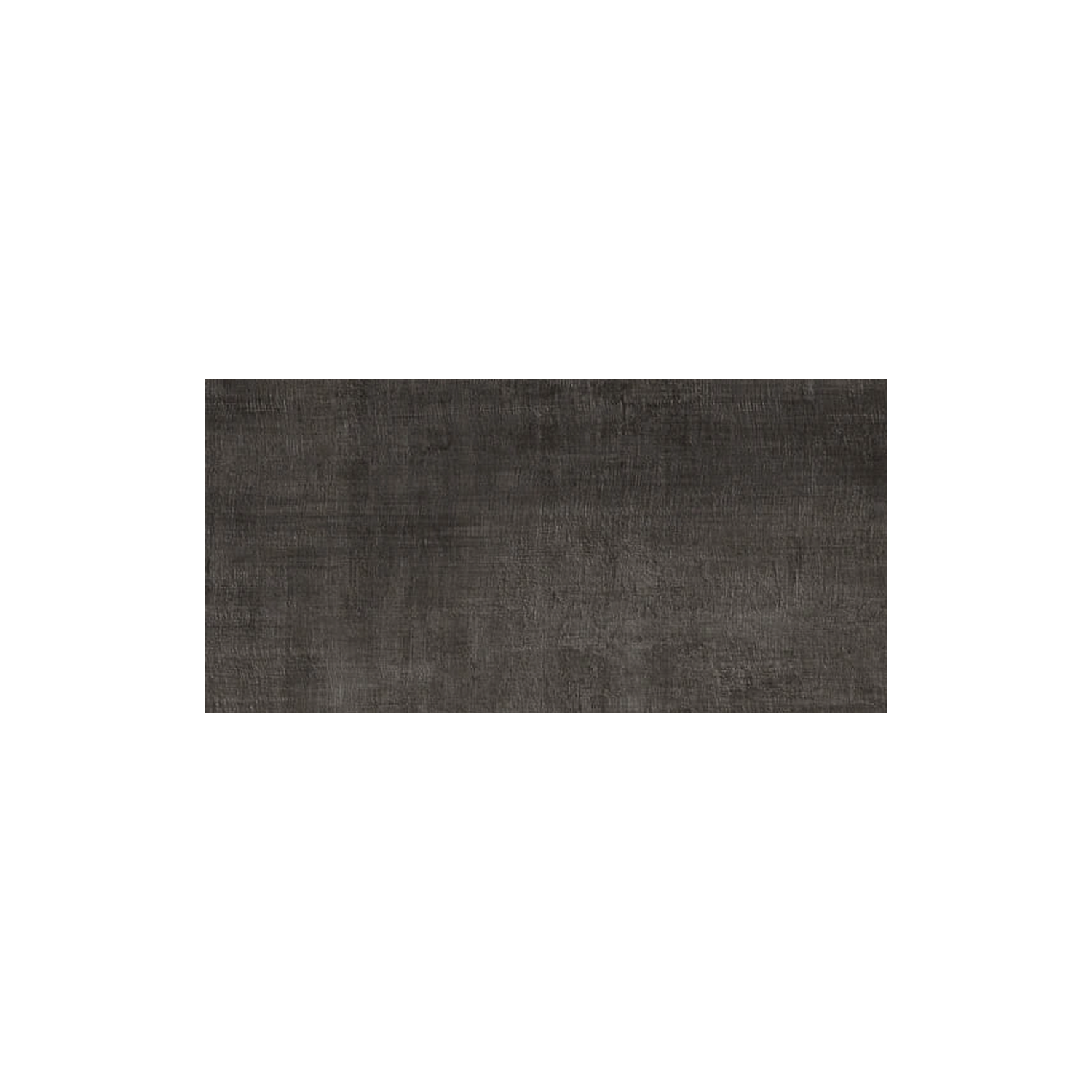 A rectangular Fray - Metal Black tile with a dark gray textured finish is centered on a plain white background.