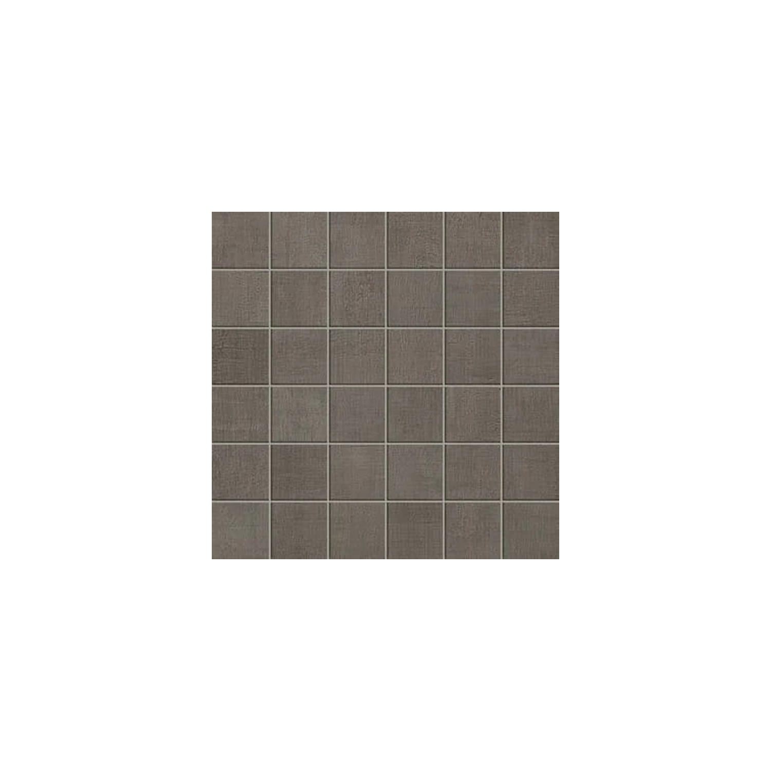 A square sheet of Fray - Smoke small, dark gray mosaic tiles arranged in a grid pattern, displayed on a white background.
