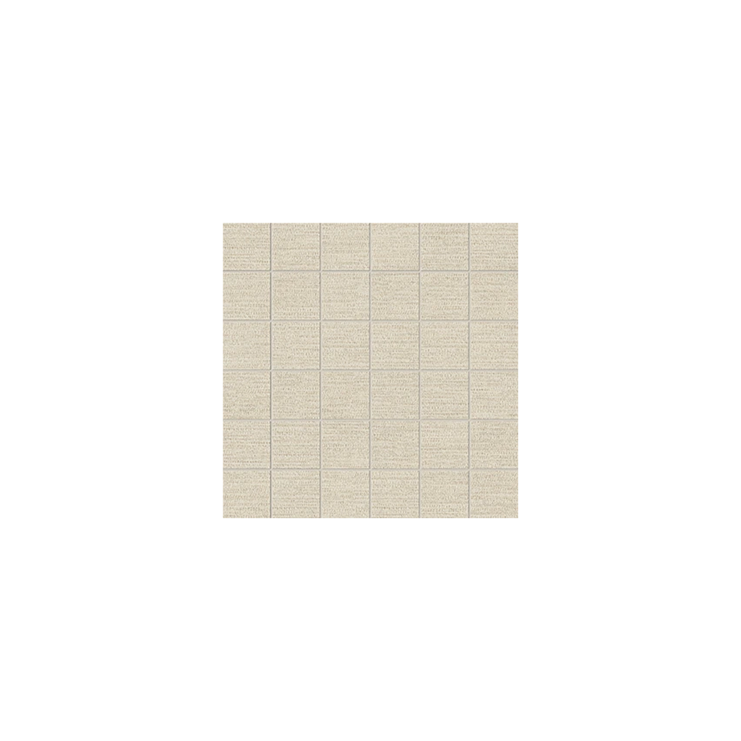 A beige square grid—Fray X in the Almond shade—with evenly spaced horizontal and vertical lines forms small rectangular tiles, centered on a white background.