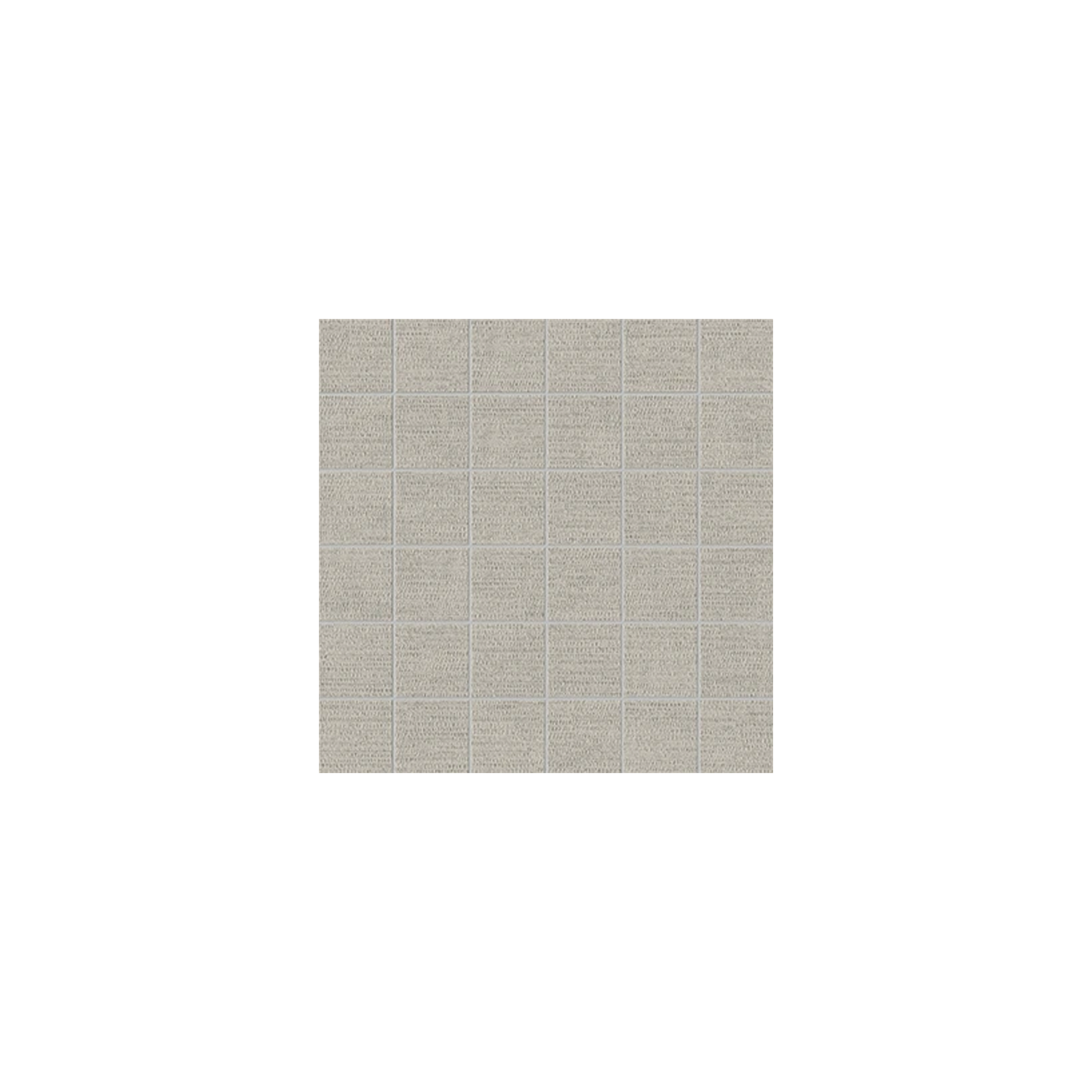 A grid of small, light gray Fray X - Fog square tiles is centered on a plain white background.