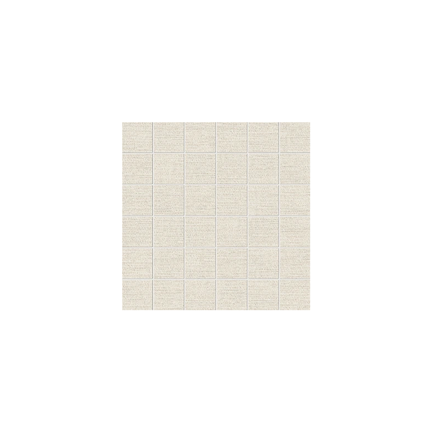 A square grid of Fray X - Moon tiles in a light beige shade, each separated by thin grout lines, centered on a white background.
