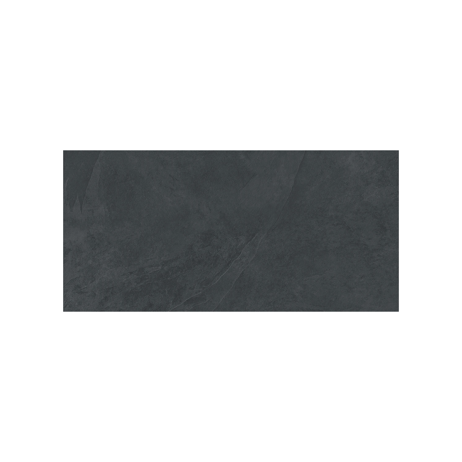 A rectangular, dark gray tile from the Hero - Coal collection, featuring subtle texture and natural stone-like patterns, set against a plain white background.