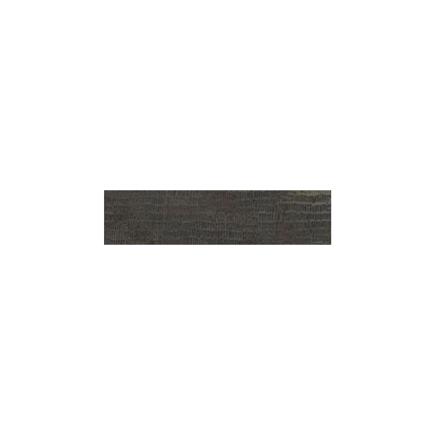 A narrow, rectangular strip of Inciso - Porphyr, featuring a dark brown textured finish, is displayed against a plain white background.