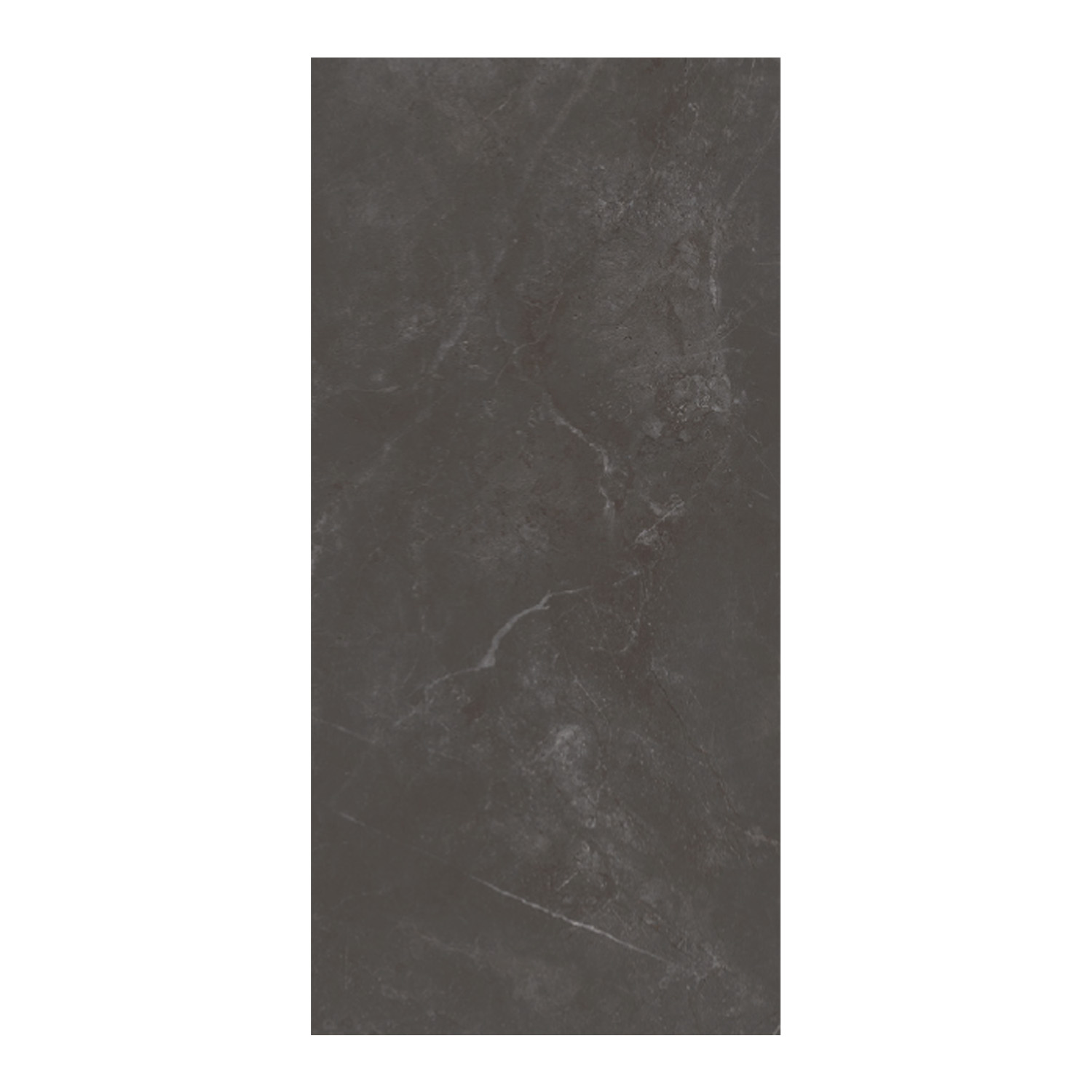 A rectangular Keystone 2.0 - Nero tile with a dark gray, marble-like texture featuring subtle white veining is displayed vertically against a white background.