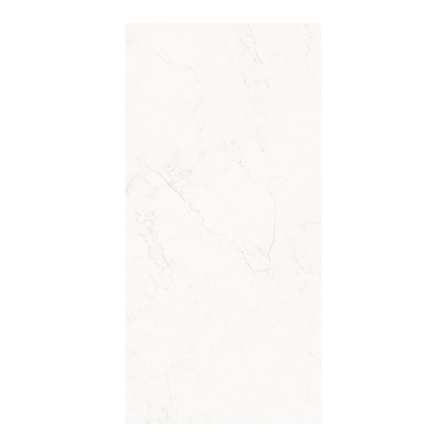 Keystone 2.0 - White is a rectangular tile featuring a smooth, minimal white surface with subtle light gray veining reminiscent of marble, ideal for flooring or wall applications in modern interiors.