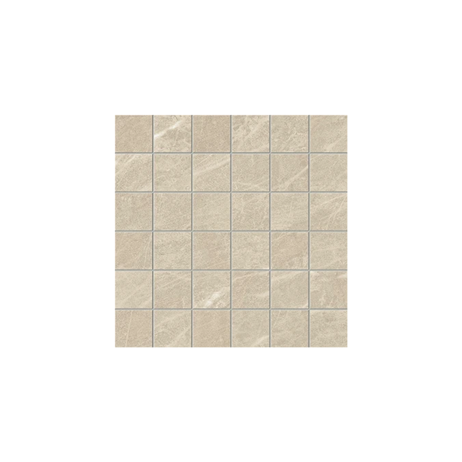 A square grid of Legacy Marblestone - Cream tiles, featuring a subtle stone-like texture, is arranged in six rows and six columns against a plain white background.