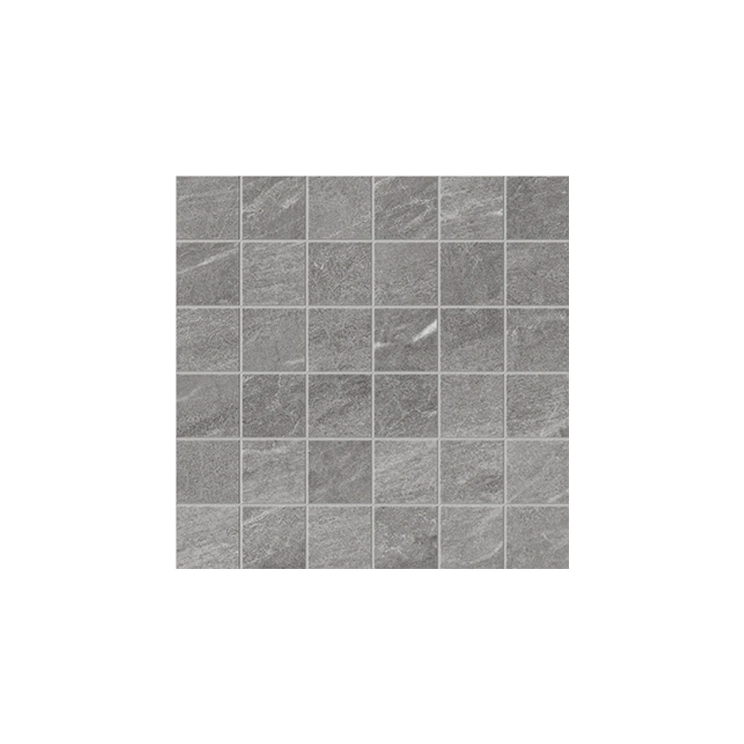 A square sheet of Legacy Marblestone - Steel tiles arranged in a 6 by 6 grid, each tile displaying a natural stone texture with subtle color variations. The background is plain white.