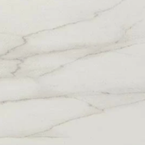 Liberty - Calacatta Centenial Wall features a white marble surface with subtle gray veining running diagonally across. Its smooth, polished texture offers a clean and elegant appearance.