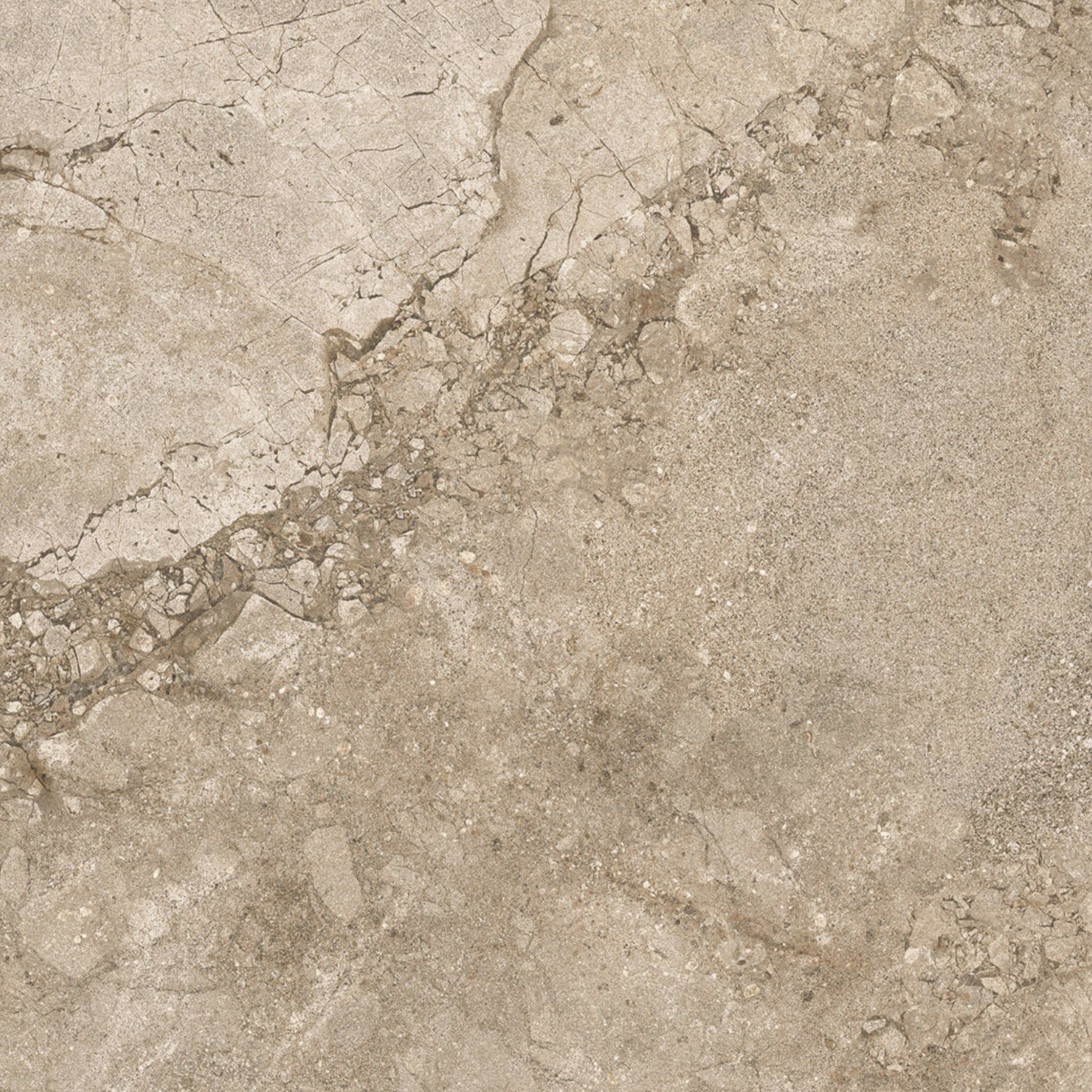 Lythos - Clay features a beige marble surface with natural veins, subtle cracks, and small specks, creating an organic stone-like appearance.