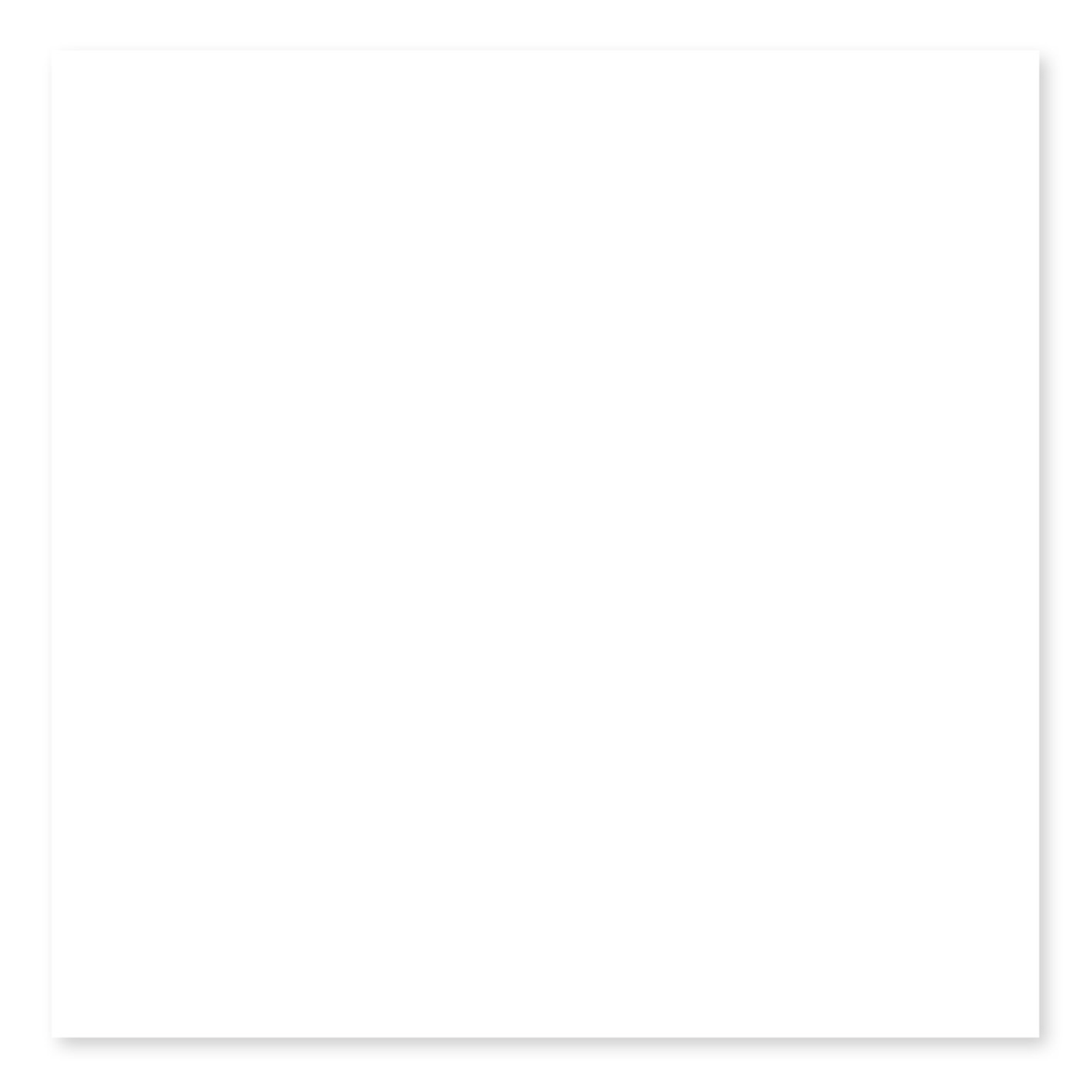 A crisp, square tile in MG White Ice from the Color Collection, featuring a subtle shadow that enhances its three-dimensional appearance.