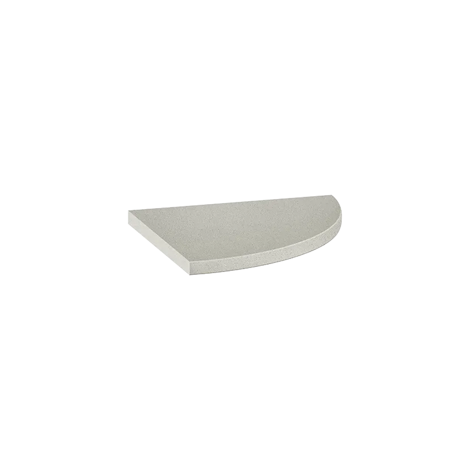 A Marmiline - Fog semi-circular slab in gray, featuring a flat edge and smooth surface, is isolated on a white background.