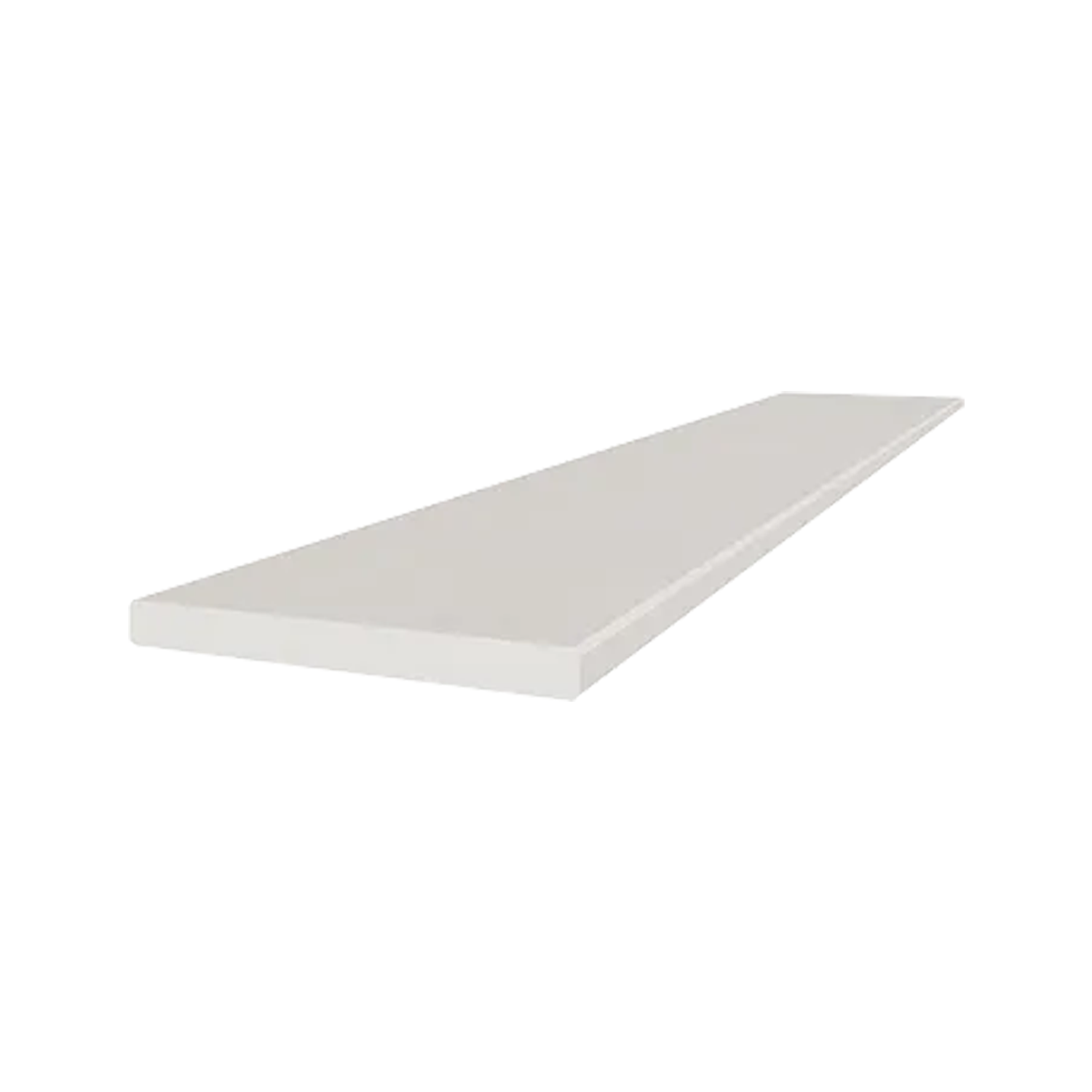 The Marmiline - Pearl shelf, featuring a plain rectangular design in white, is displayed against a white background and viewed at an angle that highlights its length and thickness.