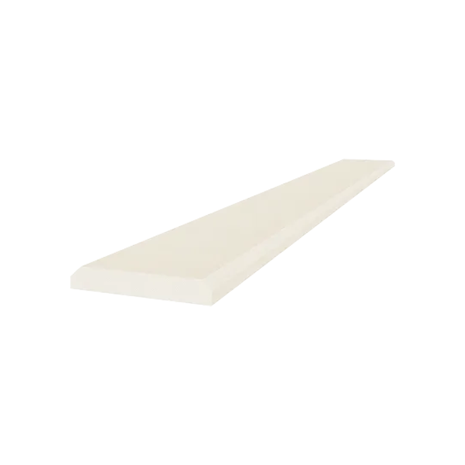 A long, rectangular Marmiline - Ivory plank with beveled edges is positioned at an angle against a white background.