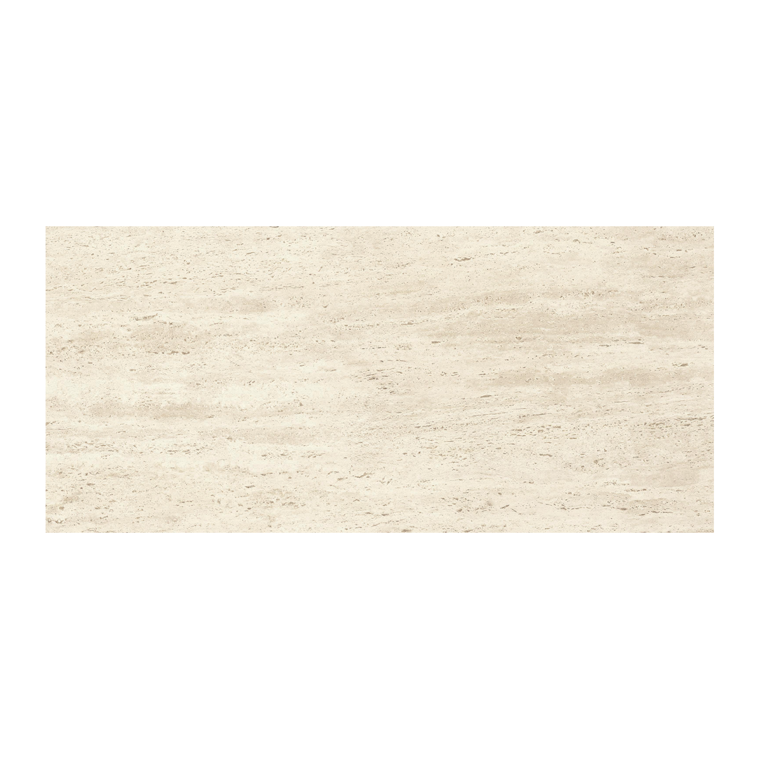 A rectangular beige tile, Marvel Travertine - White Vein Cut, featuring a subtle natural stone-like texture with horizontal veining, set against a white background.
