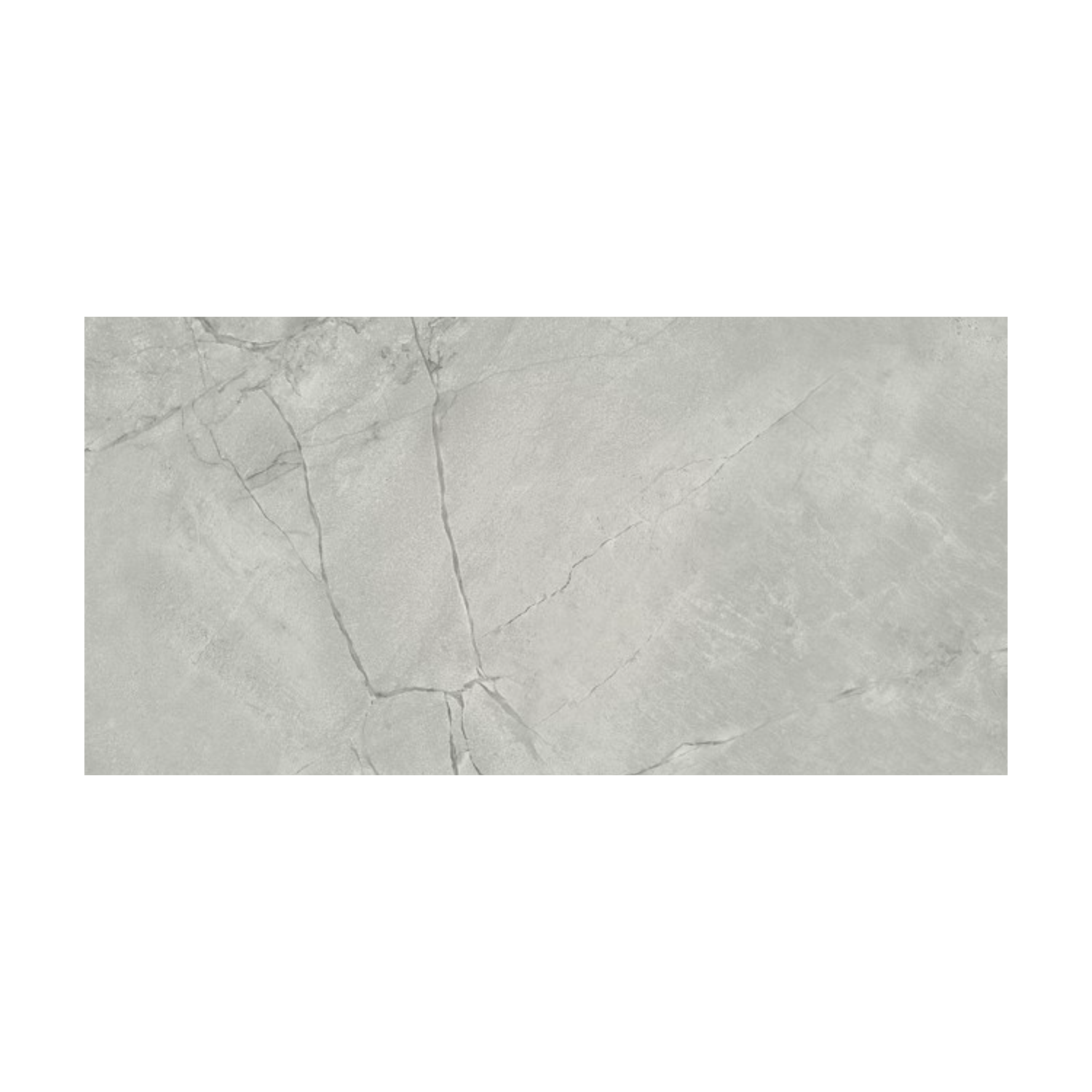 Marvel X - Grey Cloud is a rectangular gray stone tile featuring subtle marbling and thin, natural-looking diagonal cracks across the surface.