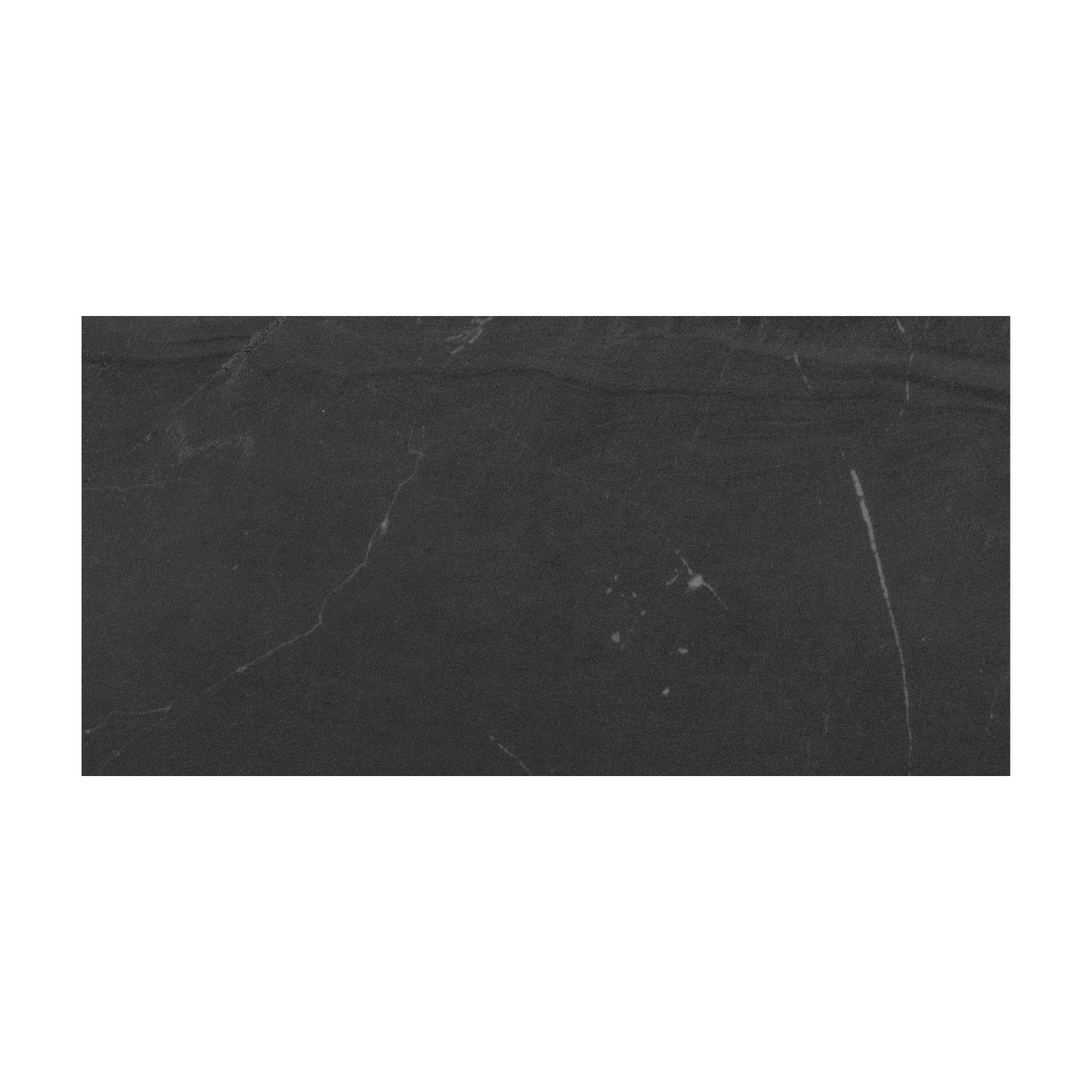 Modern Slate - Slate Charcoal: a rectangular black stone tile featuring subtle white veining patterns on the surface, displayed on a white background.