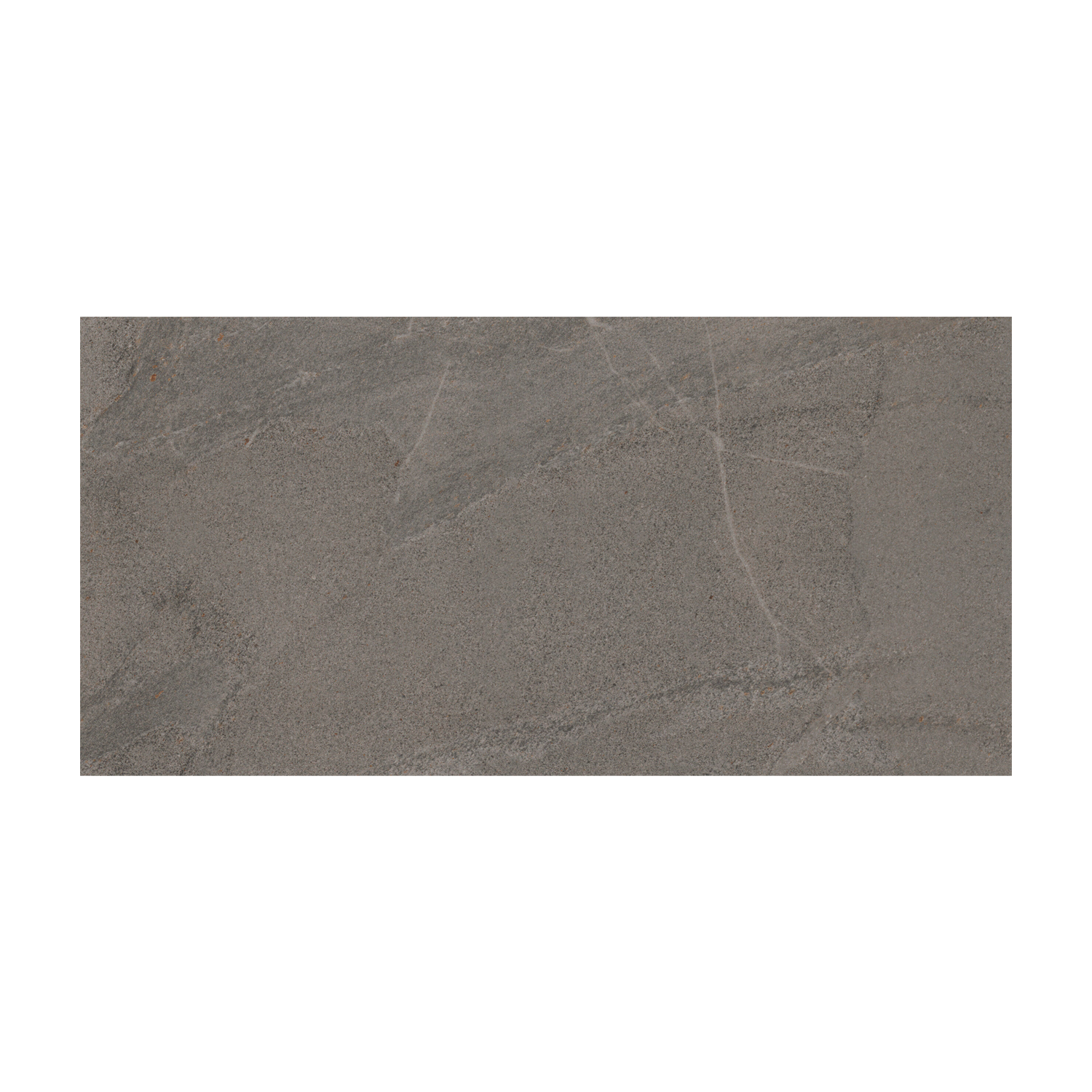 A rectangular Modern Slate - Slate Grey tile featuring a matte finish and subtle natural vein patterns is displayed against a white background.