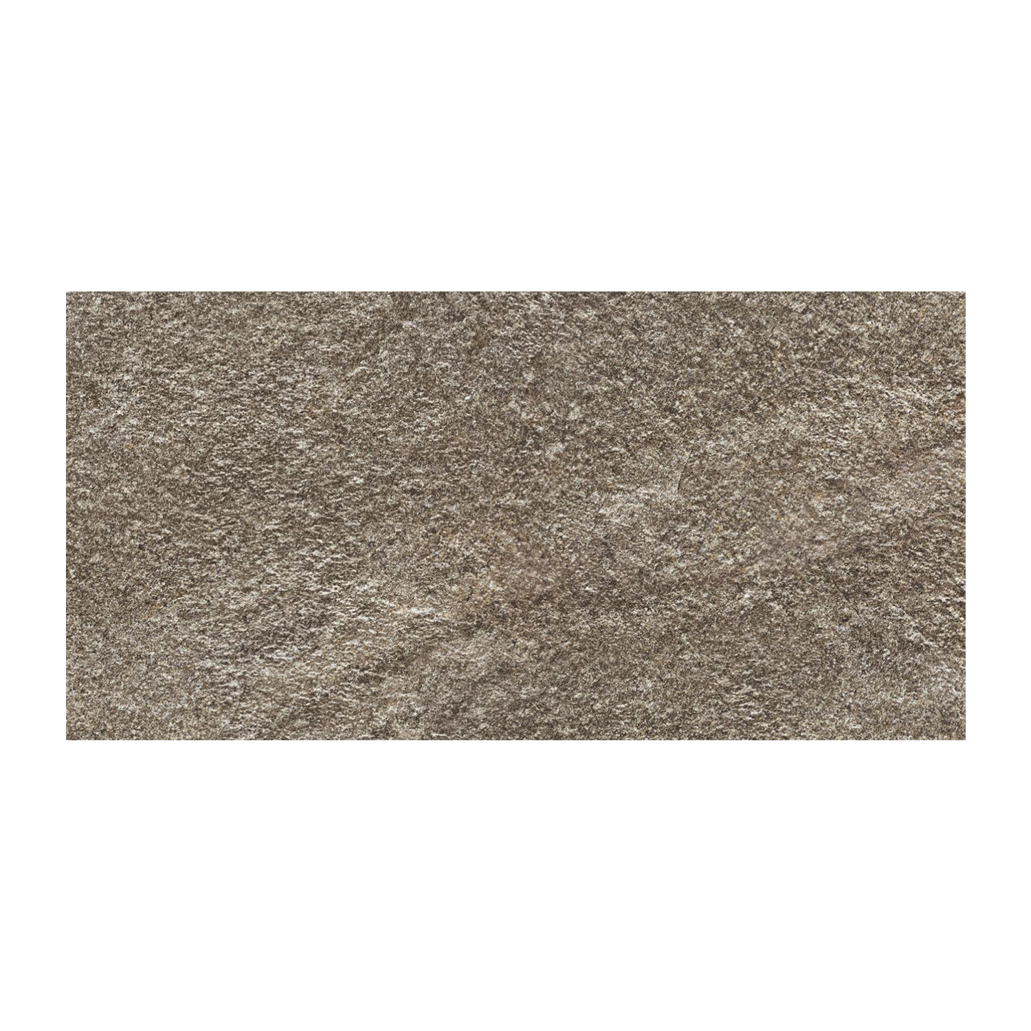 Rectangular Norde - Piombo tile featuring a rough, textured stone surface in varying shades of brown and gray, closely resembling natural rock.