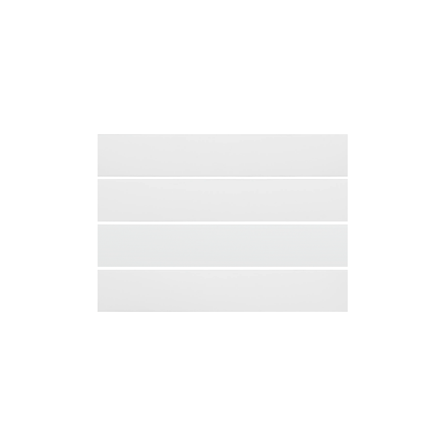 Four evenly spaced horizontal rectangular panels in Pigmento - Bianco are centered on a plain white background.
