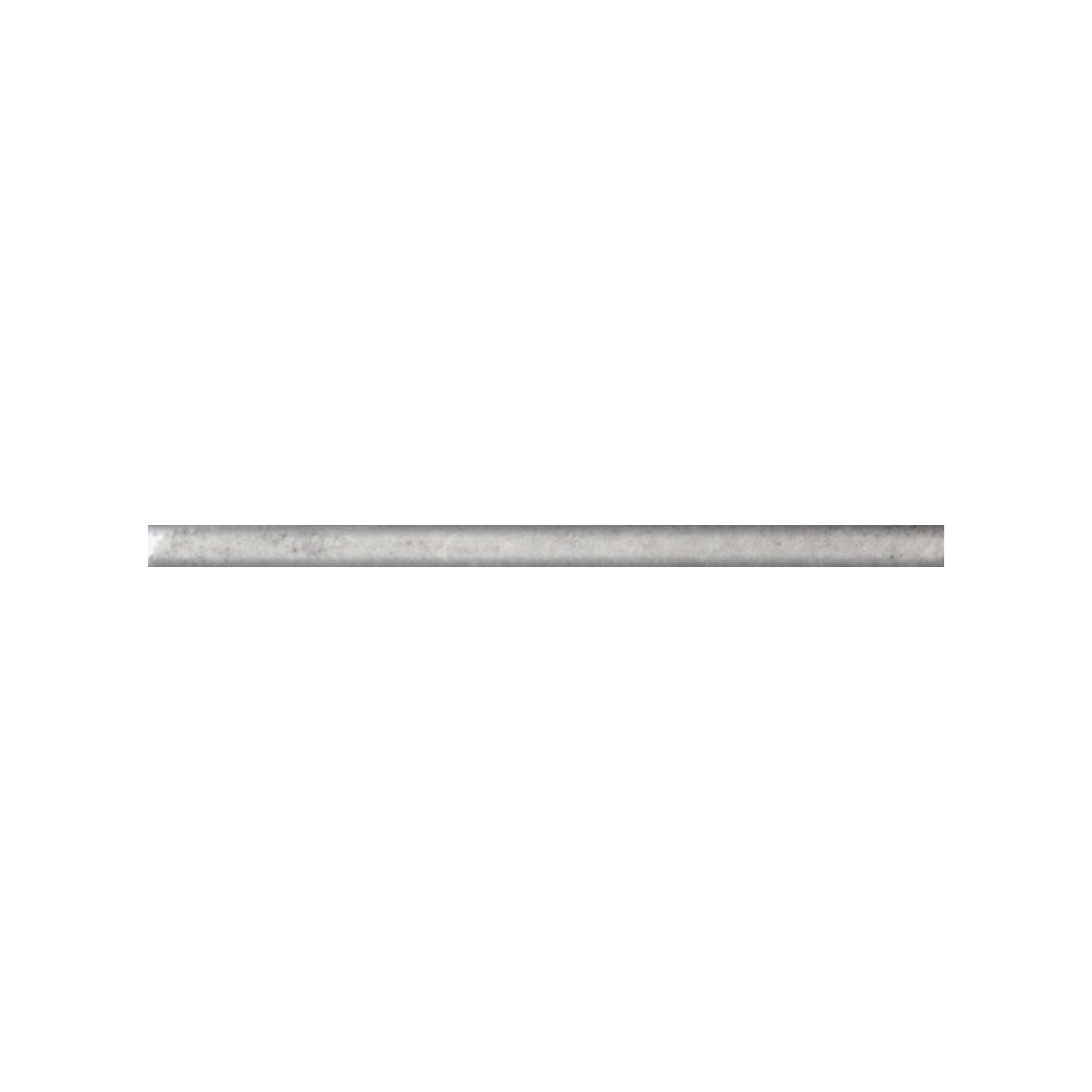A long, straight, cylindrical metal rod named Savannah - Grey with a smooth, silver surface, centered on a white background.