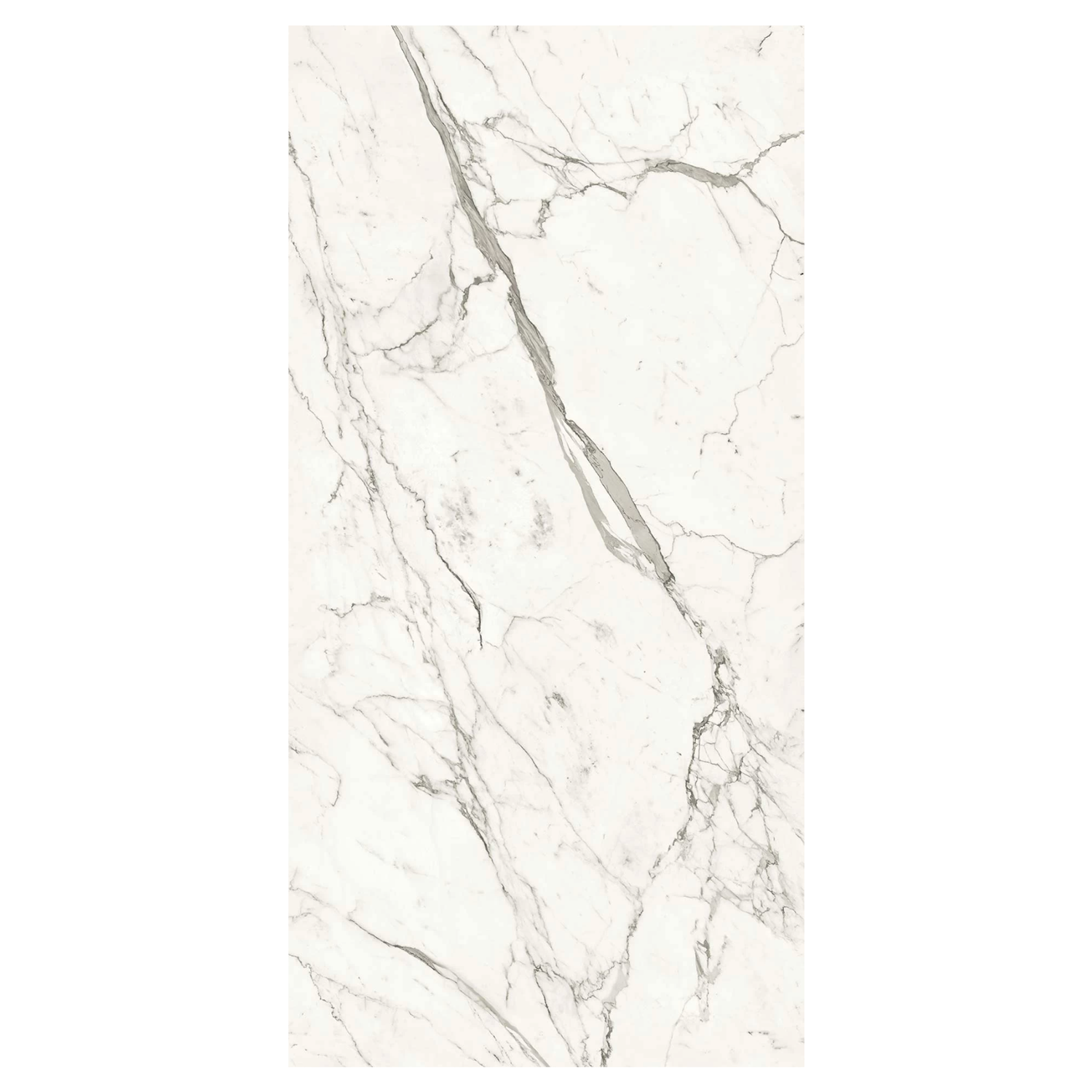 Statuario Supremo is a white marble tile featuring gray veining that runs diagonally across the surface, showcasing intricate natural patterns and a smooth finish.