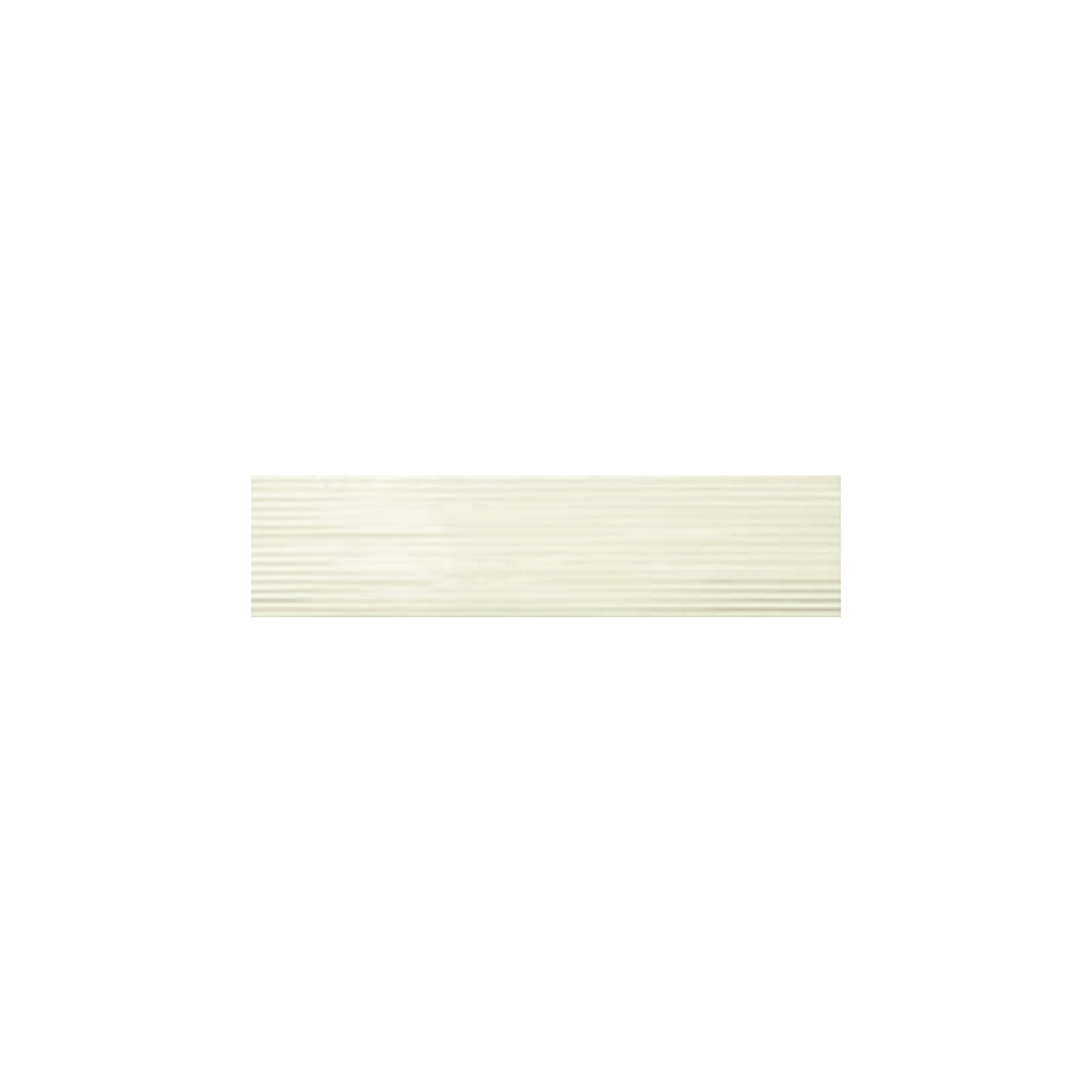 A rectangular Swing - Bone tile in an off-white shade, featuring subtle horizontal ridges evenly spaced across its surface and displayed against a plain white background.