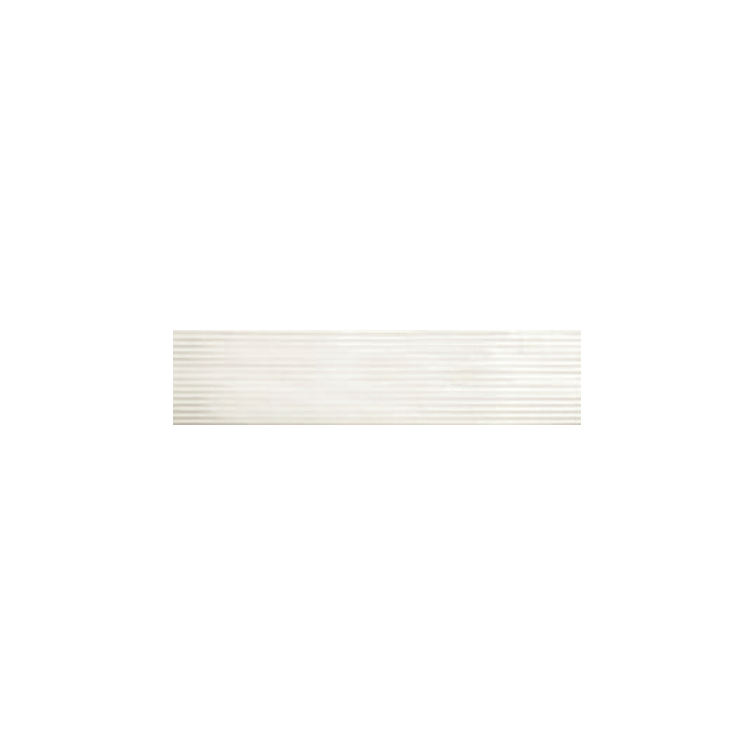 A rectangular, off-white tile named Swing - White, featuring thin, evenly spaced horizontal grooves across its surface.