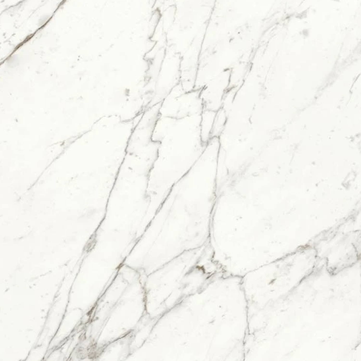 Trilogy - Calacatta features a white marble surface adorned with thin, irregular gray veins, creating a natural and elegant stone pattern.