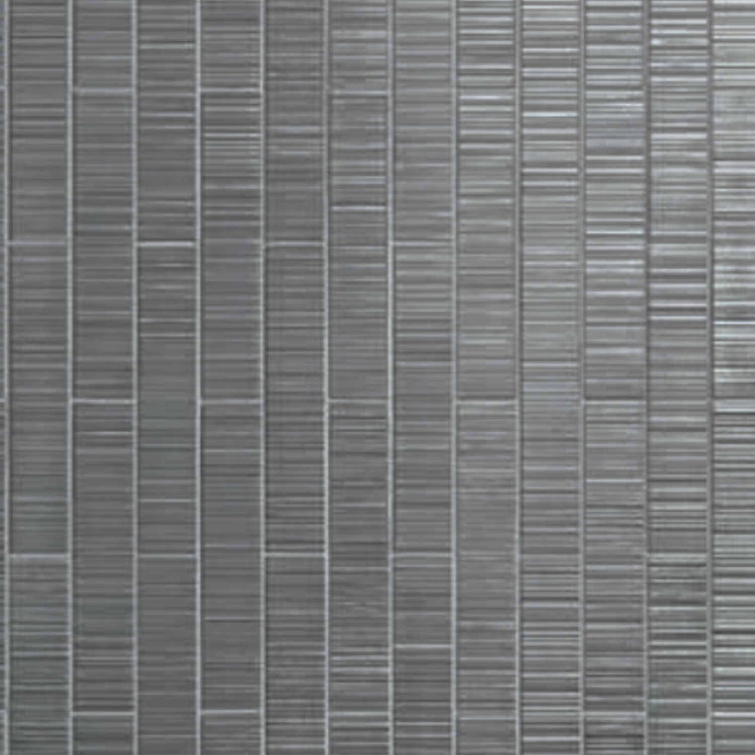 Close-up of Vibrant - Pewter, showcasing a grid of vertical and horizontal metallic lines that form a repetitive rectangular pattern reminiscent of a modern metal fence or industrial surface.