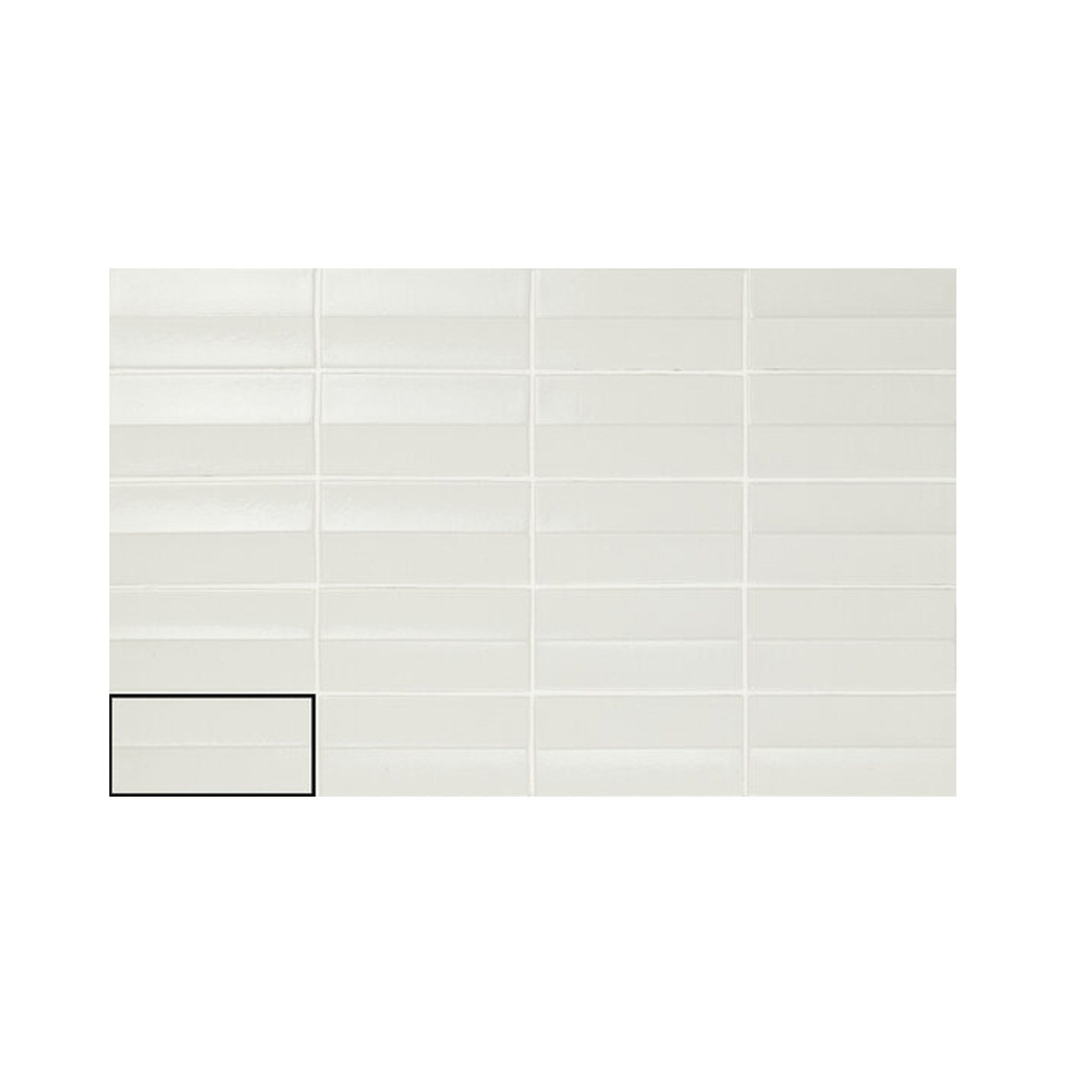Arka - Ona White rectangular subway tiles arranged in a grid pattern, with a black box highlighting two tiles in the lower left corner, set against a plain white background.